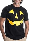 Glow in The Dark Jack O' Lantern Face | Halloween Pumpkin Costume Unisex T-Shirt-(Adult,3XL) Black