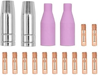 HITBOX 16PCS Welding Torch Consumables MB15 15AK 0.8/1.0mm 0.32"/ 0.39" Contact Tip Nozzles Welding Nozzles Welding Tips Welding Torch MIG Welding Device