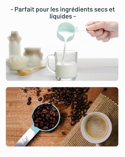 Lot de 8 tasses à mesurer et cuillères à mesurer avec poignées en acier inoxydable, outil de mesure pour liquides et solides, ustensiles de cuisson et ustensiles de cuisine – vue 8