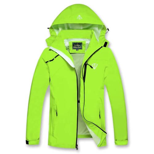 GIISAM Mens Windproof Jacket Waterproof Lightweight Mountain Sport Jacket for Men Hooded Windbreaker Raincoat (Green,3XL)