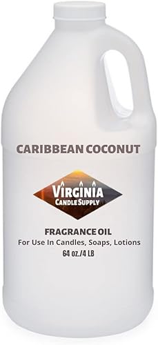Aceite de fragancia de coco caribeño (jarra de 64 onzas) para fabricación de velas, fabricación de jabón, fabricación de tartas, aerosoles de