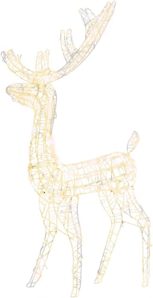 vidaXL Reindeer Christmas Decoration, Pre-Lit Christmas Lighting with 140 LEDs, Xmas Decoration for Indoor Outdoor, Holiday Ornament, Warm White