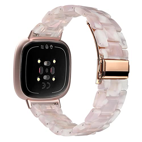 Wongeto Resin Bands Compatible With Fitbit Versa 4/Versa 3/Sense 2/Sense Women Men, Elegant Replacement Wristband For Fitbit Versa 4/ Fitbit Sense 2 Smartwatch(Pink) #TOP1