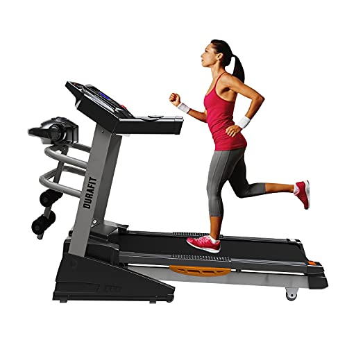 Image of Durafit Surge Multifunction 2.0HP ( 4.0HP Peak ) DC-Motorised Treadmill ( Max Speed: 14 km /hr, Max Weight: 120 ) with Free home installation and Foldable & Moveable, LCD Display, Stabilizer & Spray