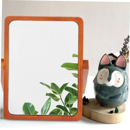 Miroir de maquillage bois pliable pour bureau et table portable