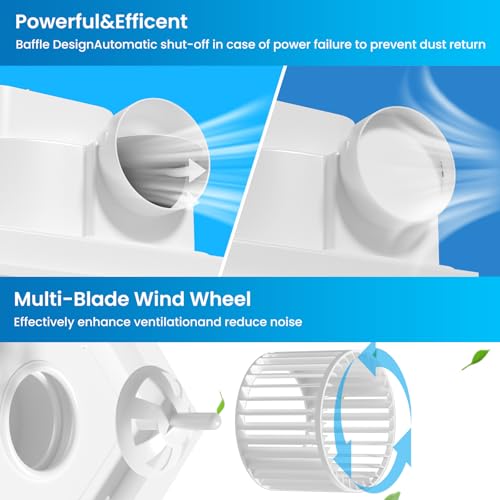 Image of Hon&Guan Bathroom Exhaust Fan, Quiet Square Bathroom Vent Fan 111 CFM, 1.0 Sones, Ceiling Mount Ventilation Fan, Bath Ceiling Fans, Exhaust Fan for Home Bath Hotel