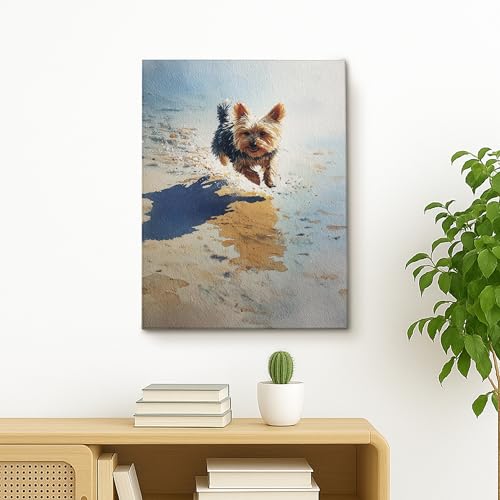Toile murale Yorkshire Terrier 40x50 cm cadre chien automne