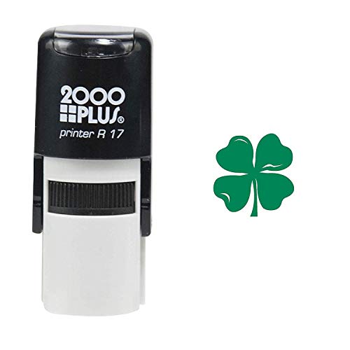 St. Patrick's Day Four Leaf Clover 2000 Plus Self Inking Teacher Rubber Stamp - Green Ink - //coolthings.us