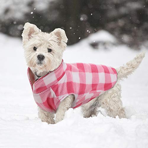 Kuoser Stretch Dog Fleece Vest, Soft Classic Plaid Basic Dog Sweater For Small Dogs & Cats, Warm Dogs Shirt Pullover Dog Coat Jacket Winter Dog Clothes For Teddy Chihuahua Yorkshire With Leash Hole #TOP4