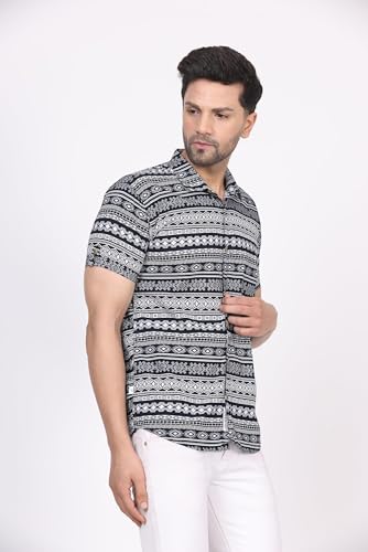 Image of CVC Fashion Men's Printed Button-Down Shirt - Aesthetic Regular Fit Half Sleeve Casual Shirt for Men, Ideal for Summer & Beach Wear