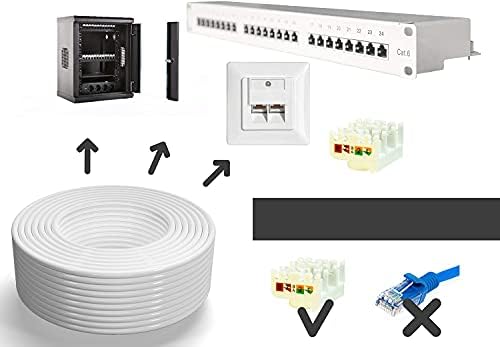 ikbc 30m Ethernet Network Bulk Cable | FTP 23AWG Shielded Gigabit Anti-jamming Internet Cable Outdoor Weatherproof | Cat 6, CCA, RJ45 | Colour White (30 Meters)