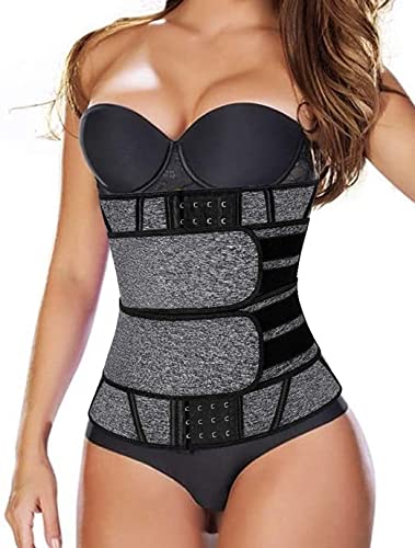 SHAPERIN Ceinture de Sudation Femme Abdominale Néoprène Ajustable Corset Gaine Ventre Plat Sauna Sport Soutien du Dos Serre Taille Cincher Minceur Abdominale Amincissante,3XL,Gris Cover