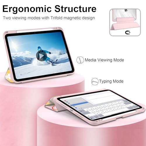 Loyrina Case for iPad Pro 13 inch (M5) 2025 (M4) 2024 Release Slim Lightweight Cute Light Pink Cover with Clear Back TPU Edge Pencil Holder Trifold Stand, Creative Collage by Loyrina - Used condition - Image 7