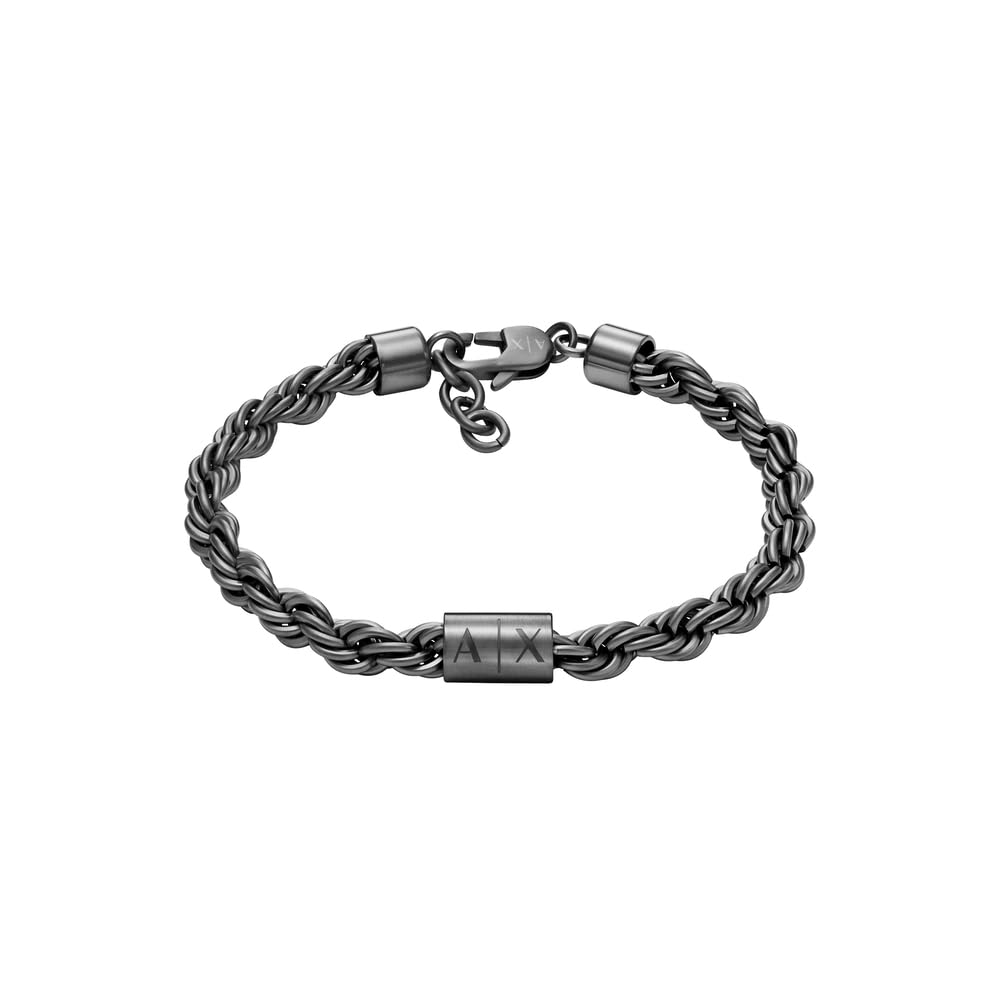Armani Exchange Herren Grey Edelstahl Halskette und Armband, Set