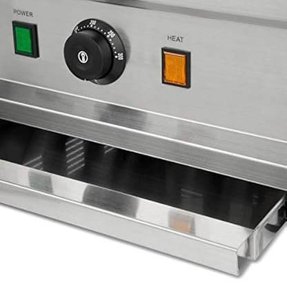 VERTES Crepes Maker Elektrisch aus Edelstahl mit 40cm Platte, 3000W, Antihaftbeschichtung, Temperatur Stufenlos Regulierbar von 50-300°C, Inkl. Holzverteiler, Gastro Profi Crepesplatte Crepesmaker – Bild 5