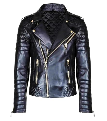 Men’s Sheepskin Leather Jacket Stand Collar Midweight Business Casual Coat