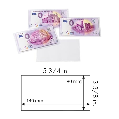 Leuchtturm Schutzhüllen Basic für Banknoten und „Euro Souvenir-Scheine, 140 x 80 mm, 50er Pack