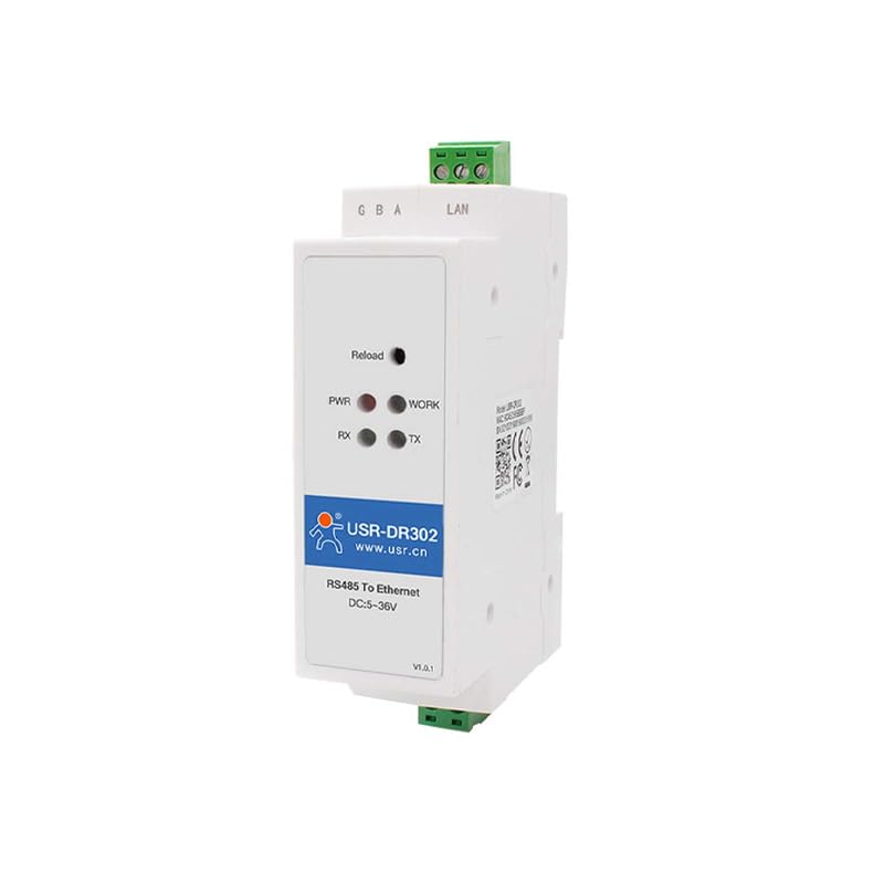 Image of USR-DR302 IOT Din Rail Mount RS485 to Ethernet Converter (without power adapter)