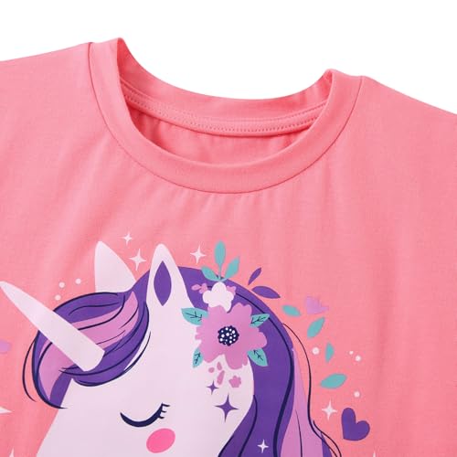 Funnycokid Little Girls T Shirt for Toddler 3-7 Years Kids Tee Graphic Short Sleeve Clothes Tops3