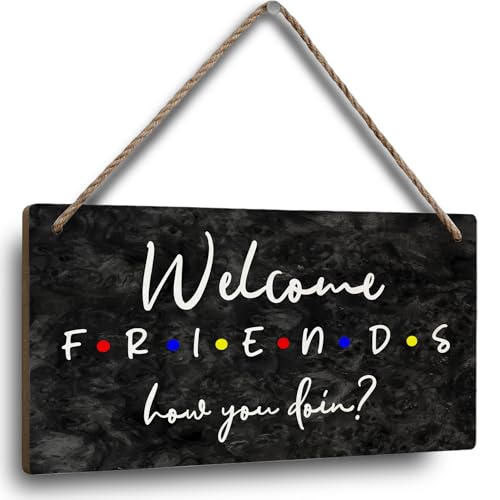 Retro TV Show Inspired Welcome Sign Handmade Birch Wood Plaque for Front Porch & Entryway Friendship...