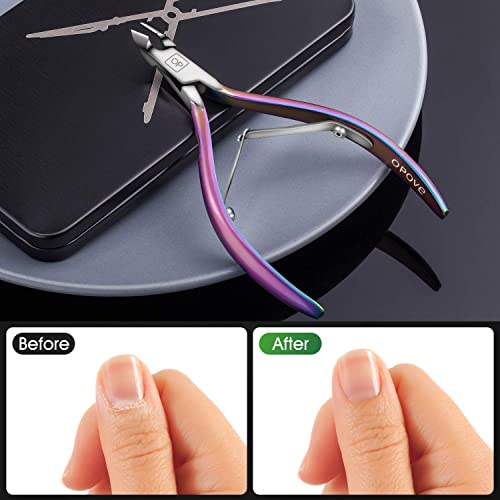 Cuticle Trimmer Cuticle Nippers Clippers Stainless Steel Hangnail Remover Extremely Sharp Cutter Pedicure Manicure Tool, Opove X7 Rainbow Gradient #TOP6