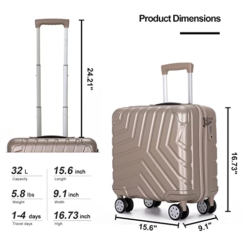 Travelhouse Hardside Carry On Luggage, Pc+Abs16Inch Suitcase Travel Luggage With Multi-Directional Spinner Wheels&Tsa Lock For Unisex(Glod) #TOP5