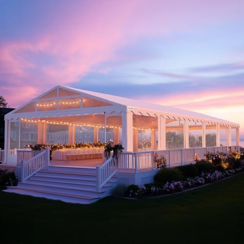 Quictent 20x40ft Party Tent Heavy Duty Waterproof Upgraded Galvanized Outdoor Wedding Vinyl Canopy Gazebo Event Shelters with Removable Transparent Sidewalls for Commercial & Residential Use