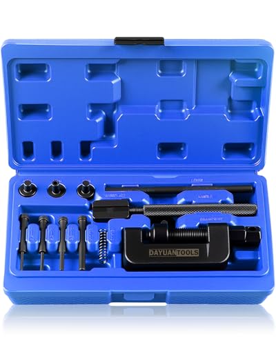 DAYUAN 13 pcs Motorcycle Chain Breaker Set,Chain Removal Tool Chain Cutter and Riveter Kit for Cam and 25 to 630 Chains With Blue Carrying Case