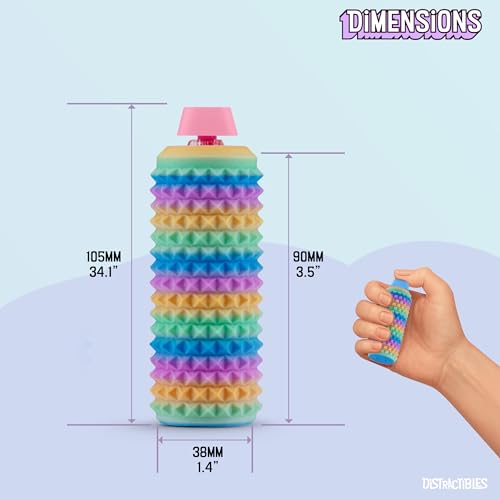 Image of Sensory Roller Fidget Toy with Clicker, Tactile Spikes for Anxiety, Stress Relief, Pain Stim, Autism & Over Stimulation with Lanyard (Rainbow)