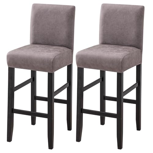 Image of FUANGUI Bar Stool Covers Set of 2, Stretch Bar Stool Seat Covers | Washable Removable Bar Chair Covers with Backs Slipcovers, Bar Chair Covers Square for Kitchen Dining Room Cafe