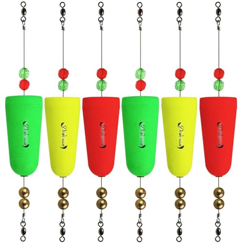 Dovesun Fishing Bobbers Popping Cork Weighted Fishing Floats Fishing Corks Popping Corks for Saltwater Freshwater A-Popper-Buoyancy:1.1oz(30g)-Float Length:2.9in/73.5mm*6pcs