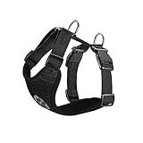 Mantener Seguro y Cómodo --- El arnés envuelve alrededor del cuerpo del perro y el cuello que podría ser en lugar de un collar. Las correas se aprietan con seguridad para que los perros no puedan recorrer el coche para evitar que los perros salten al asiento delantero, pero no tiran contra ellos.