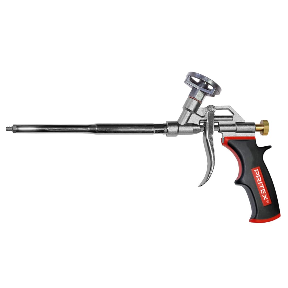 PRITEX - WDVS Klebeschaum Mega Set 12 x 750 ml inkl. Schaumpistole und Reiniger zum Isolieren, Fixieren & Befestigen /// Bauschaum Dämmstoffkleber mit sehr guter Haftung