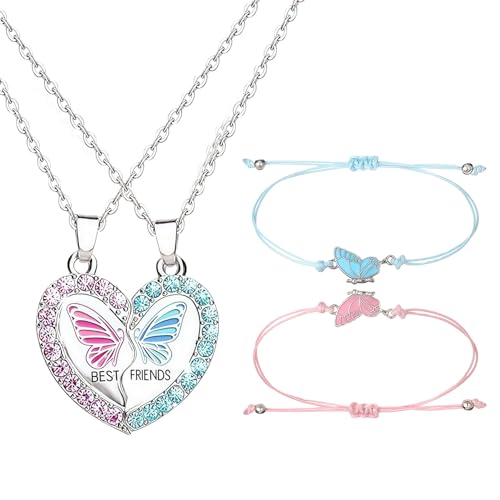 Zosutetoxo 2 stück Freundschaftskette für 2 mit Armbändern Schmetterling Design Freundschaftsarmbänder verstellbar Geschenkidee für beste Freundin