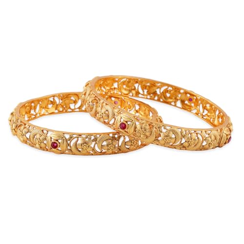 Image of Rubans Gold Plated Set of 2 Bangles Handcrafted Traditional Stylish Trendy Jewellery Gift for Women & Girls