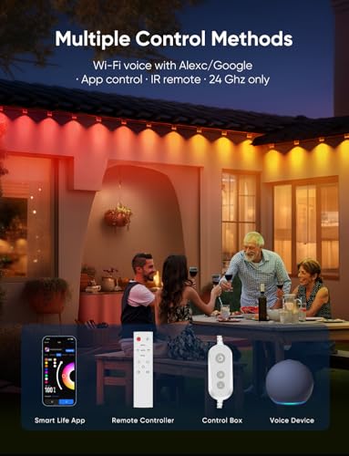 Smart Permanent Outdoor Lights, RGB with IC + White(6000K), Under-Eave Lighting, 100ft/72 LEDs/IP67 Light / IP65 Controller, 111+ Scenes, Music Sync, Alexa/Google, Wi-Fi/Voice/Remote Control - Image 5