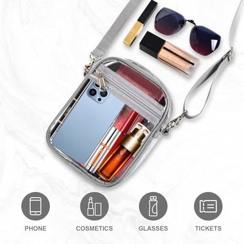 Image of Fibrdoo Clear Crossbody Purse Bag, Clear Bag Stadium Approved with Front Pocket for Concerts Sports Festivals