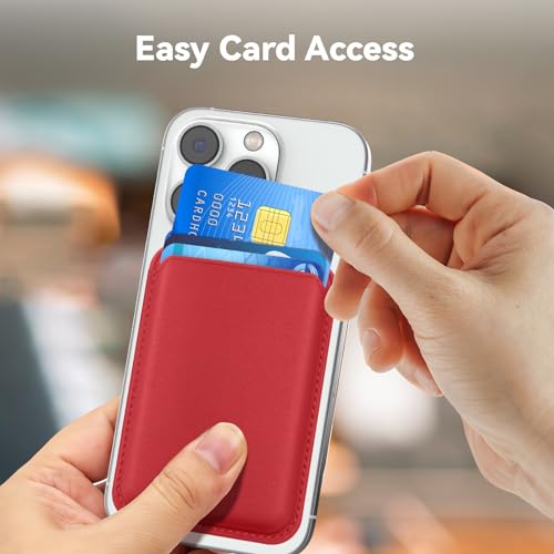 image for Amzone Stronger Magnetic RFID Leather Mag-Safe Card Holder for iPhone 