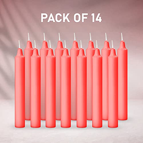 Image of AuraDecor Pack of 14 Stick Candles || Especially Meant for Healing, Chakras, Ritual Candles, Decoration, Lighting, Home Decor || Burning Time 3 to 4 Hours Each (Red) ,Wax