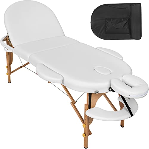 TecTake Table de Massage Pliante Professionnelle Table esthétique lit de Massage Rembourrage Confortable – diverses Couleurs (Blanc)