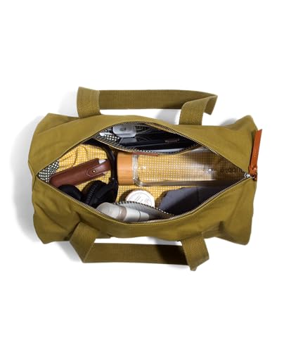 Image of DailyObjects Olive Green Swing Duffle Bag (25L) for Men and Women | Premium 100% Cotton Canvas | Handcrafted