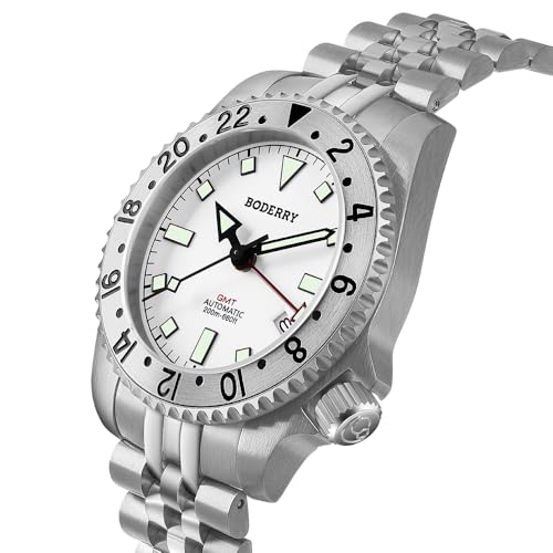 Image of BODERRY Men's Watch Titanium Automatic 200M Waterproof Diver Watch with GMT Automatic Movement and Titanium Bracelet-Admiral