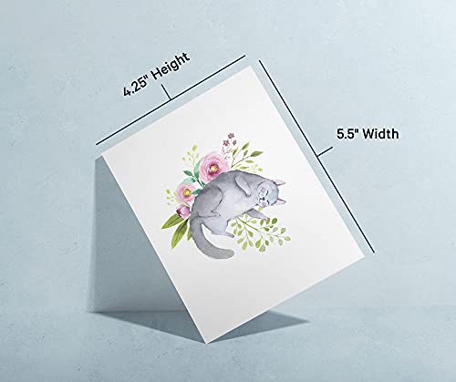 Image of Twigs Paper Cat Thank You Cards, Set of 24 Blank Cat Stationery Note Cards
