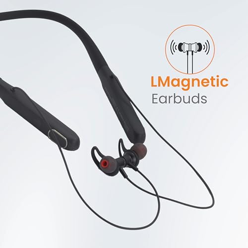 Image of JUST CORSECA Stallion Shadow Wireless Neckband | LED Battery Display | BT V5.3 | 70 Hours Playtime | 10mm Drivers | 16Ω Resistance | Type-C Charging | Magnetic Earbuds (Black)