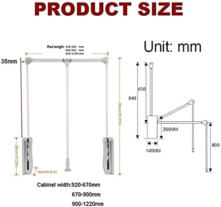 Adjustable Wall-Mounted Silver Hanging Rail - Space-Saving Wardrobe Slide Rail, Soft R Design, Supports 30KG, Fits 830-1150mm - Ideal for Closet Organization and Maximizing Space