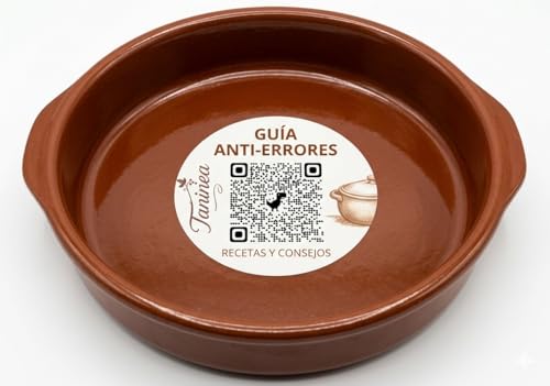 Cazuela de Barro Esmaltada 38 cm con Asas – Fuente/Tartera para Horno y Mesa – Arroces, Asados y Guisos – Hecha en España. Apta para Horno, Gas, Microondas y Vitro