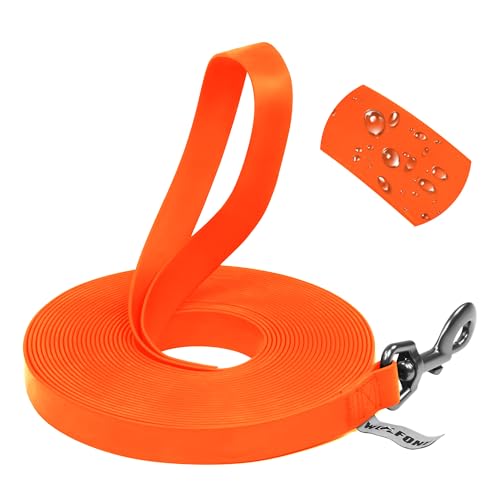 Wolfone 5ft Orange Long Leash - Waterproof Training Dog Leash for Recall, Swimming, Camping, Beach...