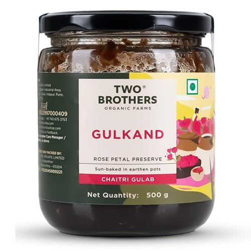Two Brothers Organic Farms - Natural Gulkand | A Rose Petal Preserve | Sweetened Using Raw Honey | No Added Sugar | Rose Petal Jam (500G)