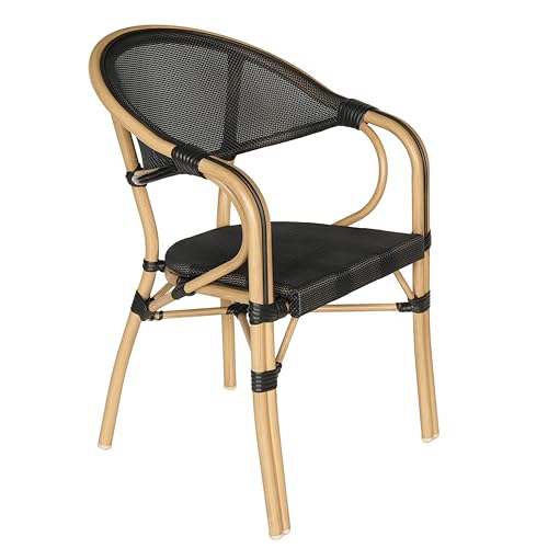 Oviala Chaise de terrasse empilable bistrot Parisien Noire