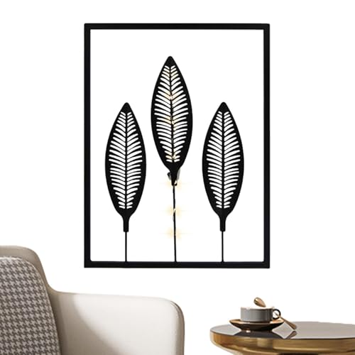 Décoration murale des feuilles en métal noir avec LED CARVER